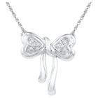 Target Diamond Accent Round White Diamond Prong Set Bow Necklace In Sterling Silver (18 Ij-i2-i3), Women's