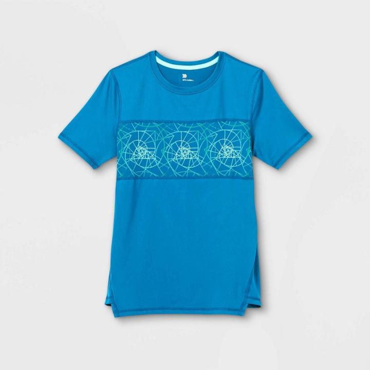 Boys' Short Sleeve Chest Striped T-shirt - All In Motion Blue