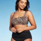 Women's Leopard Print Square Neck Bikini Top - Kona Sol