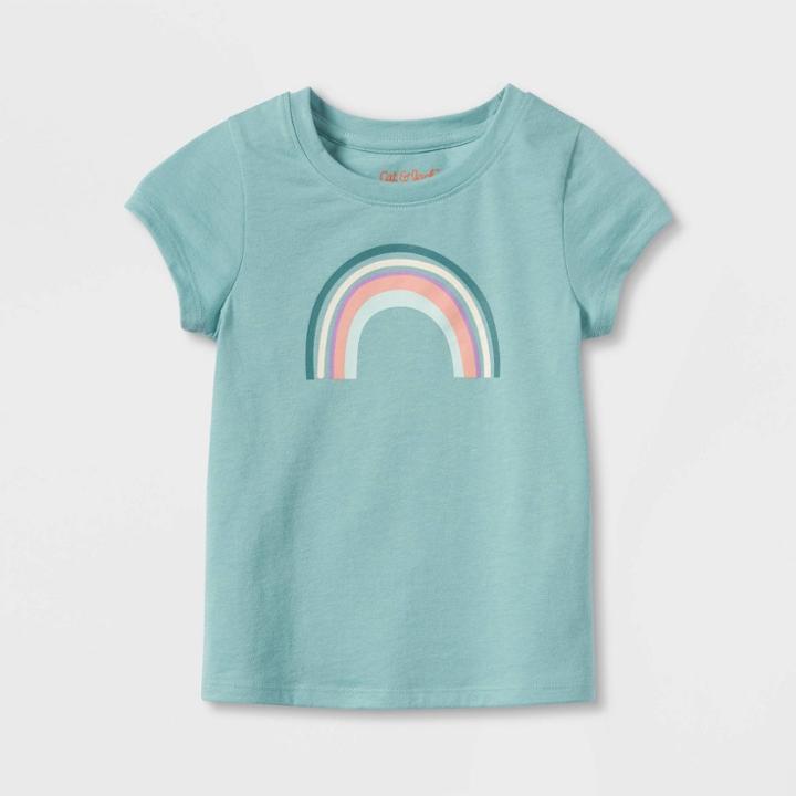 Toddler Girls' Rainbow Short Sleeve Graphic T-shirt - Cat & Jack Green