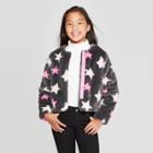 Girls' Star Print Faux Fur Jacket - Cat & Jack Gray