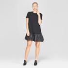 Women's Short Sleeve Organza Ruffle Midi Dress - Who What Wear Black
