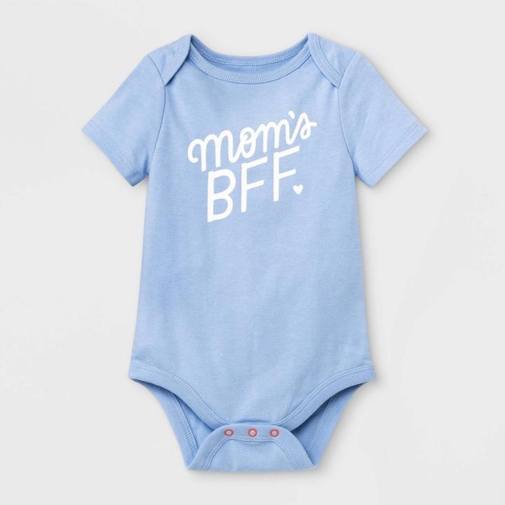 Baby Girls' 'mom's Bff' Short Sleeve Bodysuit - Cat & Jack Periwinkle Blue Newborn