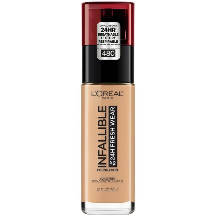 L'oreal Paris Infallible 24hr Fresh Wear Foundation 480 Radiant Sand - 0.17 Fl Oz, Radiant