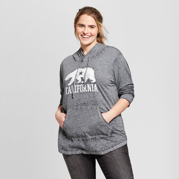 Women's Plus Size California Bear Graphic Hoodie - Modern Lux (juniors') - Charcoal