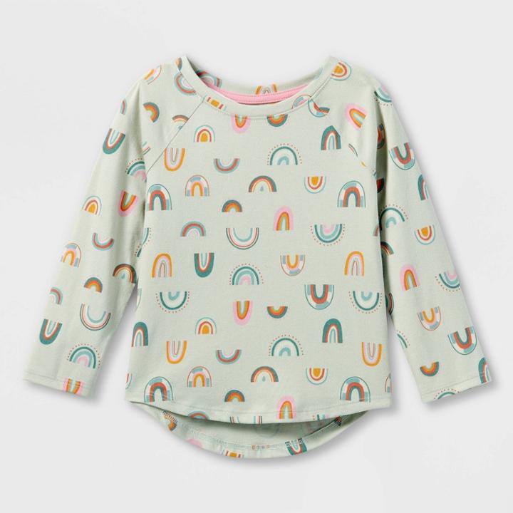 Toddler Girls' Rainbow Long Sleeve T-shirt - Cat & Jack Green