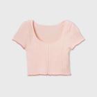 Women's Seamless Crop T-shirt - Colsie Peach Mist
