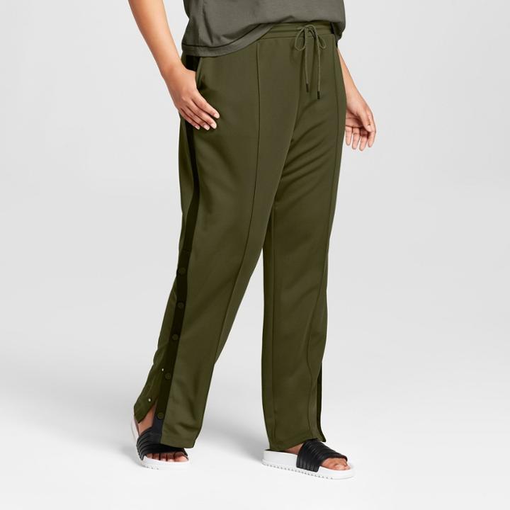 Hunter For Target Women's Plus Size Tapered Side Snap Track Pants - Olive