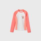 Girls' Long Sleeve Raglan Rash Guard Swim Shirt - Cat & Jack Coral