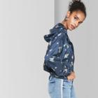 Women's Floral Print Cropped Windbreaker - Wild Fable Navy