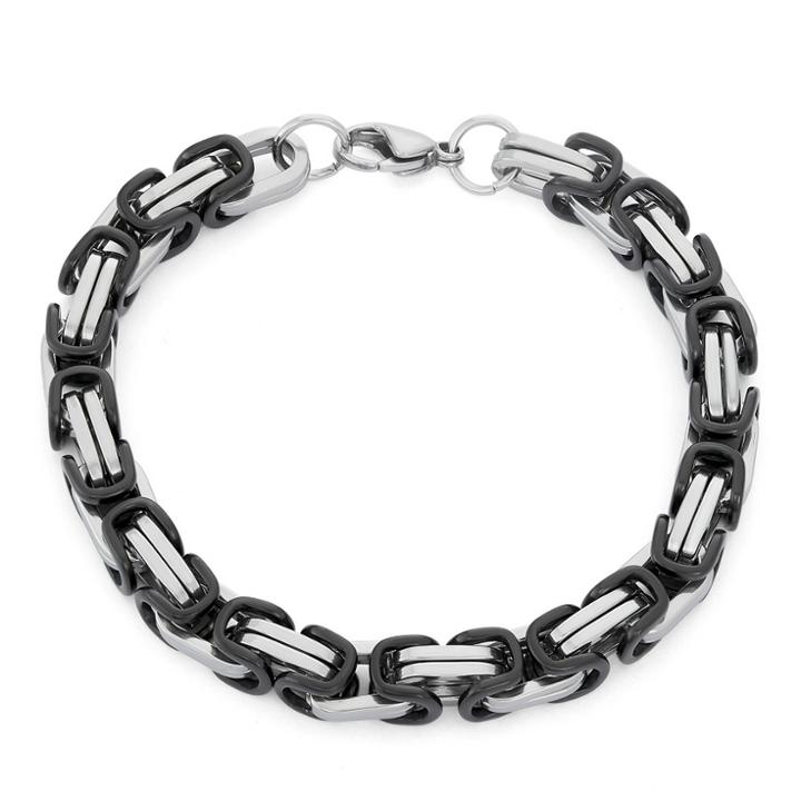 Tiara Men's Byzantine Link Bracelet In Black Stainless