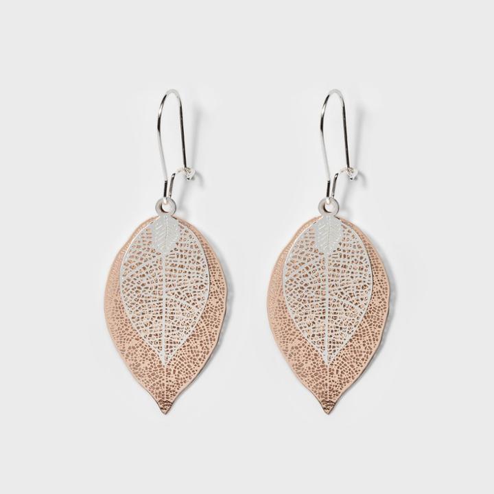 Leaves Earrings - A New Day Silver/rose Gold