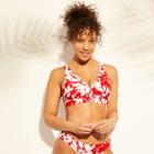 Women's Open Back Bikini Top - Kona Sol Red/white Floral