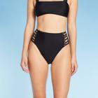 Women's Strappy Knotted High Waist Cheeky Bikini Bottom - Xhilaration Black S, Women's,