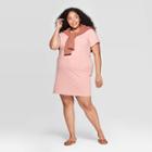 Women's Plus Size Short Sleeve Crewneck T-shirt Dress - Universal Thread Pink