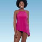 Women's Slimming Control High Neck Tankini Top - Dreamsuit By Miracle Brands Pink