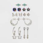 Girls' 9pk Studded Hoops With Charms Earrings - Art Class , One Color