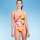 Women's Cinch Tie Front Medium Coverage One Piece Swimsuit - Kona Sol Multi S, Women's, Size: Small,