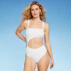 Shade & Shore Women's Ribbed Cut Out One Piece Swimsuit- Shade &