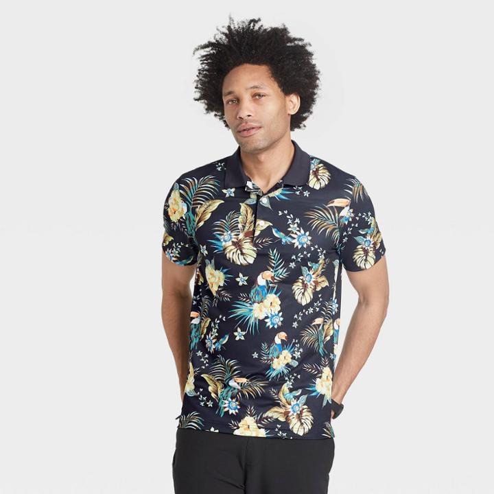 Men's Short Sleeve Crewneck Performance Polo Shirt - Goodfellow & Co Navy