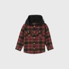 Toddler Boys' Hooded Plaid Long Sleeve Button-down Shirt - Art Class Red