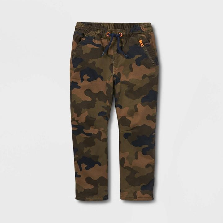Toddler Boys' Fleece Lined Woven Pull-on Pants - Cat & Jack Green