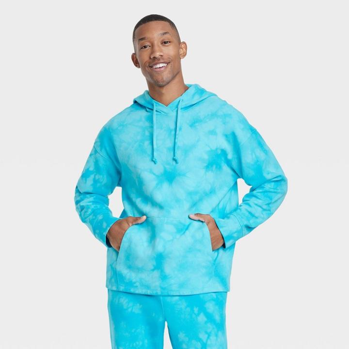 Men's French Terry Hooded Sweatshirt - All In Motion Aqua Blue