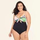 Women's Slimming Control Macrame One Piece Swimsuit - Beach Betty By Miracle Brands Multi Tropical 3x,