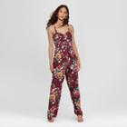 Women's Strappy Cup Floral Jumpsuit - Xhilaration Burgundy (red)