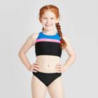 Speedo Girls' 2pc Linear Logo Bikini Sets - Black