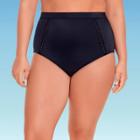 Women's Plus Size Slimming Control High Waist Cut Out Mesh Bikini Bottom - Beach Betty By Miracle Brands Black