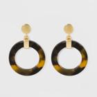 Acrylic Drop Hoop Earrings - A New Day Brown/gold