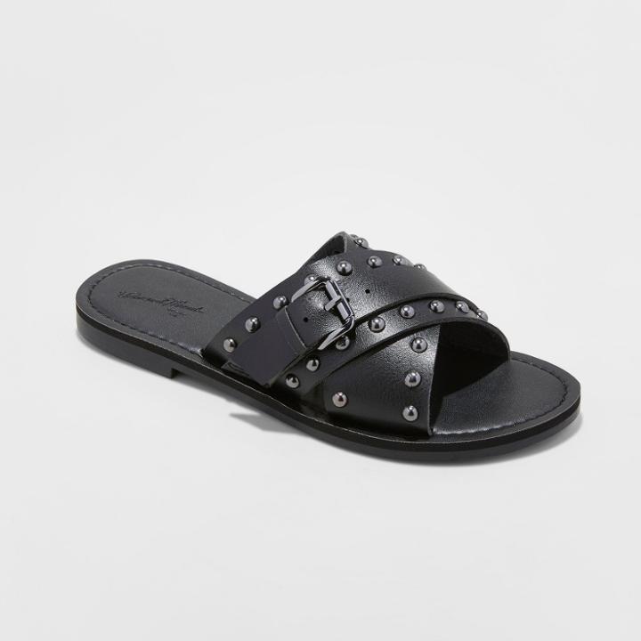 Women's Kellan Studded Crossband Slide Sandals - Universal Thread Black
