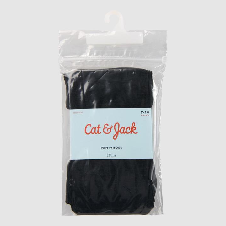 Girls' 2pk Pantyhose - Cat & Jack Black