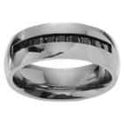Territory 3 / 8 Ct. T.w. Square-cut Cz Men's Polished Wedding Inlaid Ring In Titanium - Black,