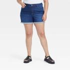 Women's Plus Size Mid-rise Jean Shorts - Ava & Viv Dark Wash