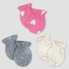 Gerber Baby Girls' 3pk Mittens Clouds - Pink/gray/white 0/3m, Girl's,