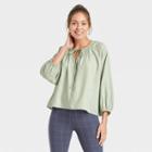 Women's Raglan Long Sleeve Tie-front Top - A New Day Green