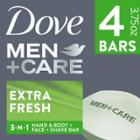 Dove Men+care Extra Fresh Body And Face Bar Soap - 4pk
