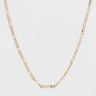 Gold Plated Figaro Bar Initial 't' Chain Necklace - A New Day Gold