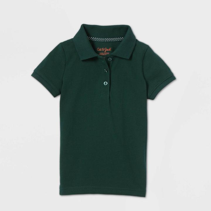 Petitetoddler Girls' Short Sleeve Stretch Pique Uniform Polo Shirt - Cat & Jack Green