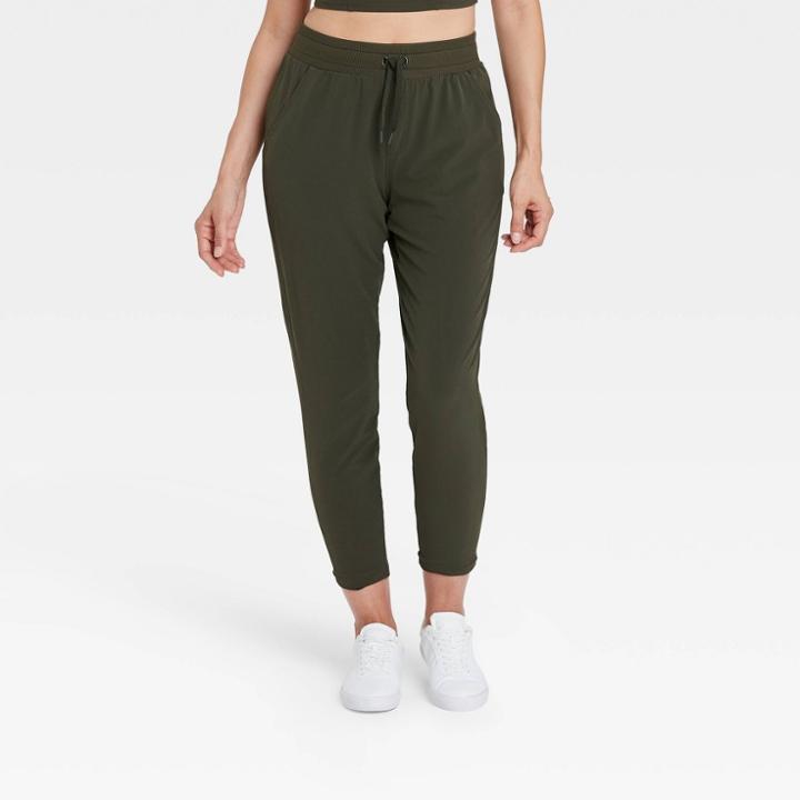 Women's Stretch Woven Lined Pants - All In Motion Deep Olive