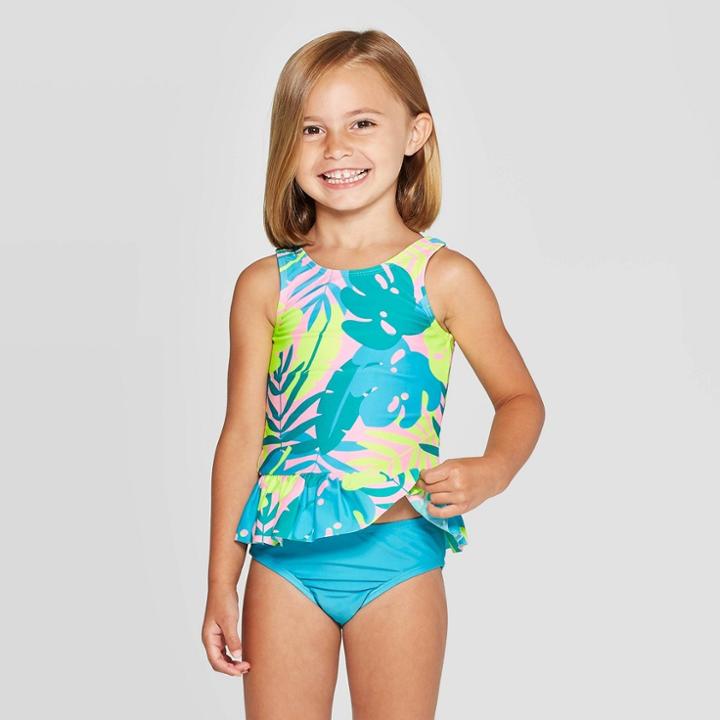 Toddler Girls' 2pc Peplum Tankini Set - Cat & Jack Pink