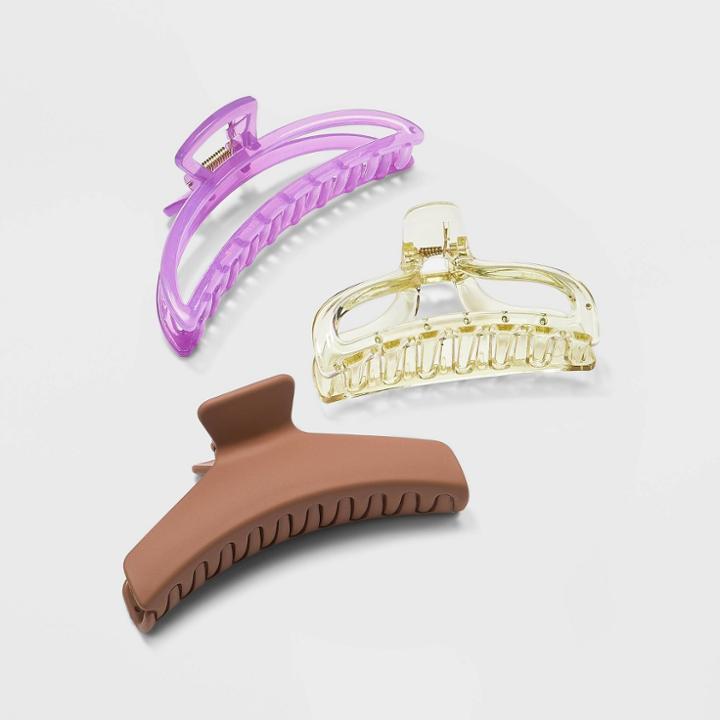 Claw Hair Clip 3pk - Wild Fable Purple/brown/green