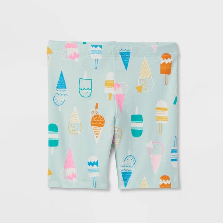 Toddler Girls' Ice Cream Bike Shorts - Cat & Jack Mint 3t, Ivory/white/green