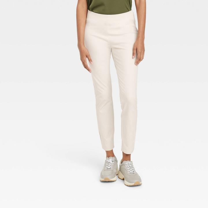 Women's High-rise Slim Fit Bi-stretch Ankle Pants - A New Day Cream