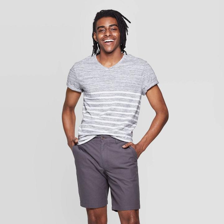 Men's Striped Standard Fit Short Sleeve T-shirt - Goodfellow & Co Gray