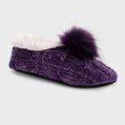 Muk Luks Women's Chenille Ballerina Slipper Socks With Poms - Purple