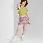 Women's Chiffon Slip Mini Skirt - Wild Fable Pink Warped Print Xxs