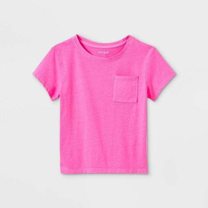 Girls' Washed Knit Short Sleeve T-shirt - Cat & Jack Pink